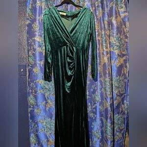 Ababalaya Velvet Faux Wrap Dress